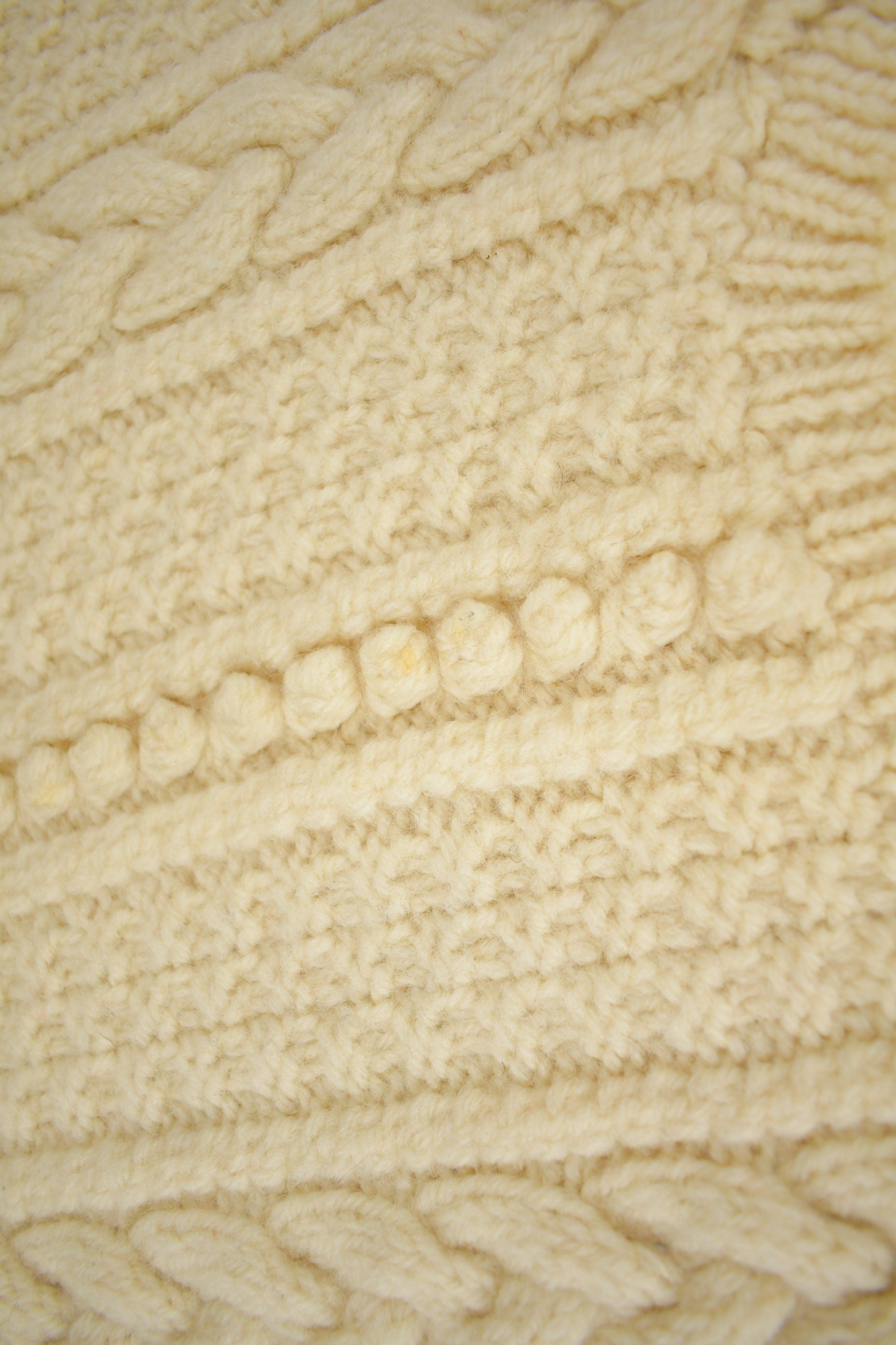 Vintage 1970s Hand Knit Cable Knit Crewneck Sweater