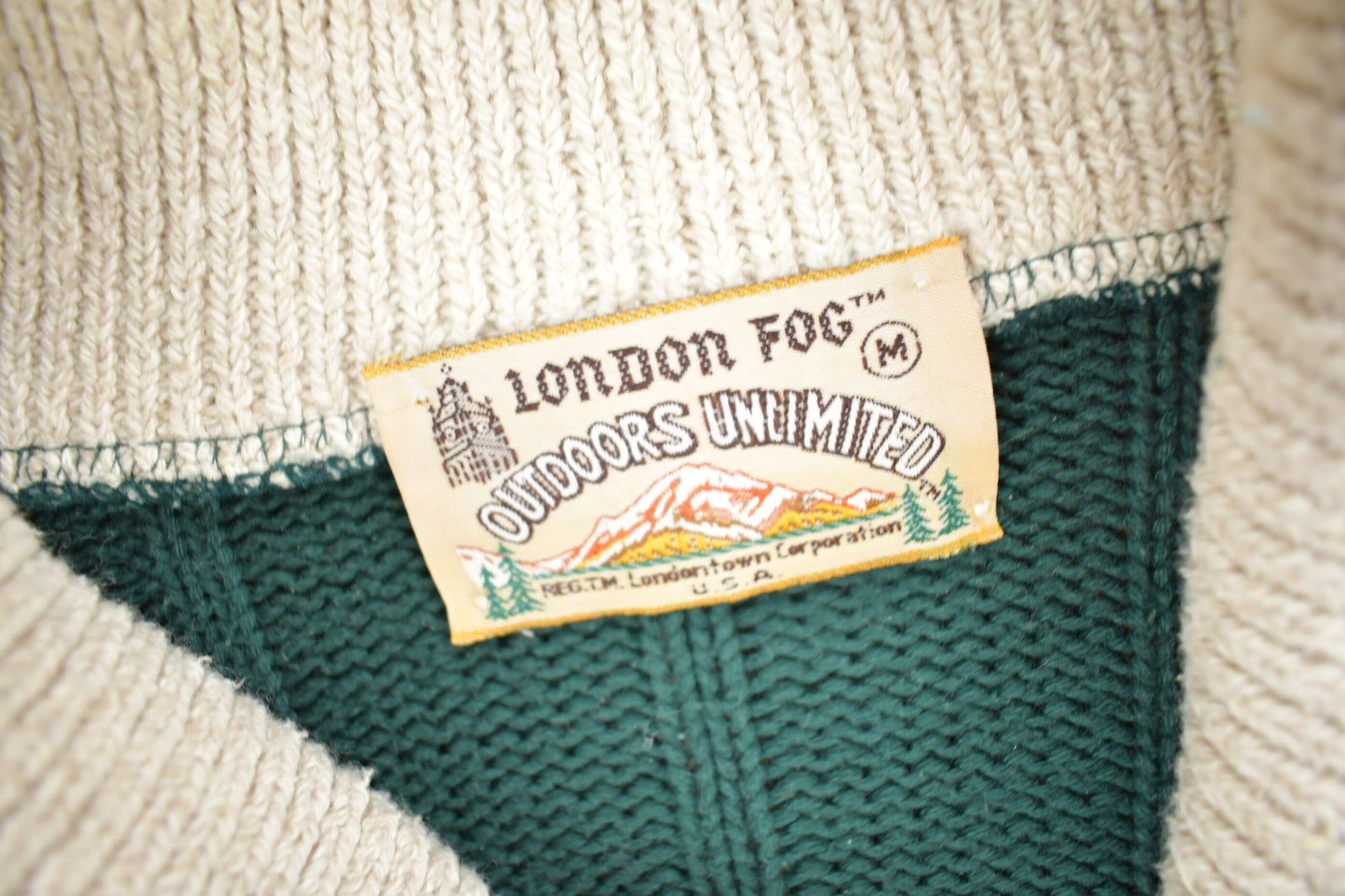 Vintage 1990s London Fog Outdoors Unlimited Knit Sweater / Shawl Collar / Outdoorsman / Made In USA