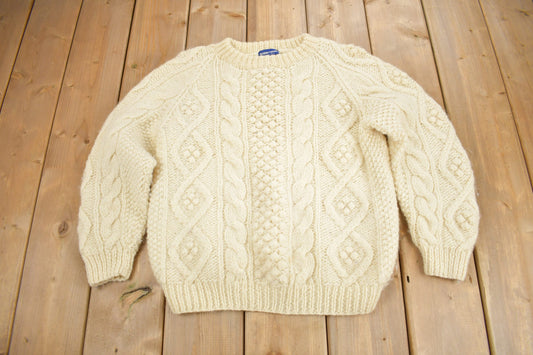 Vintage 1980s Kearney House 100% Wool 3D Cable Knit Sweater / True Vintage / Winter Sweater