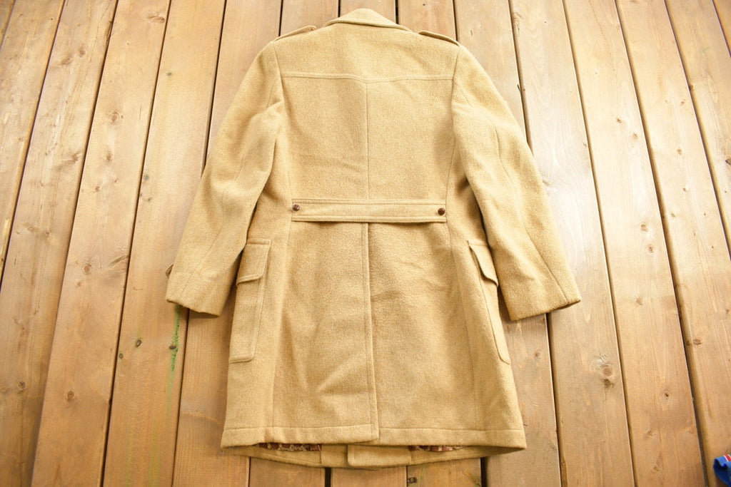 Vintage 1960s Beige Button Up Wool Overcoat