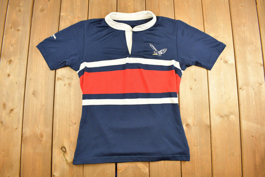 Vintage Barbarian Pro Fit Eagle Embroidered Polo Shirt / Quarter Button Up / Rugby Polo / 90s / Casual Sportswear / Formal Wear