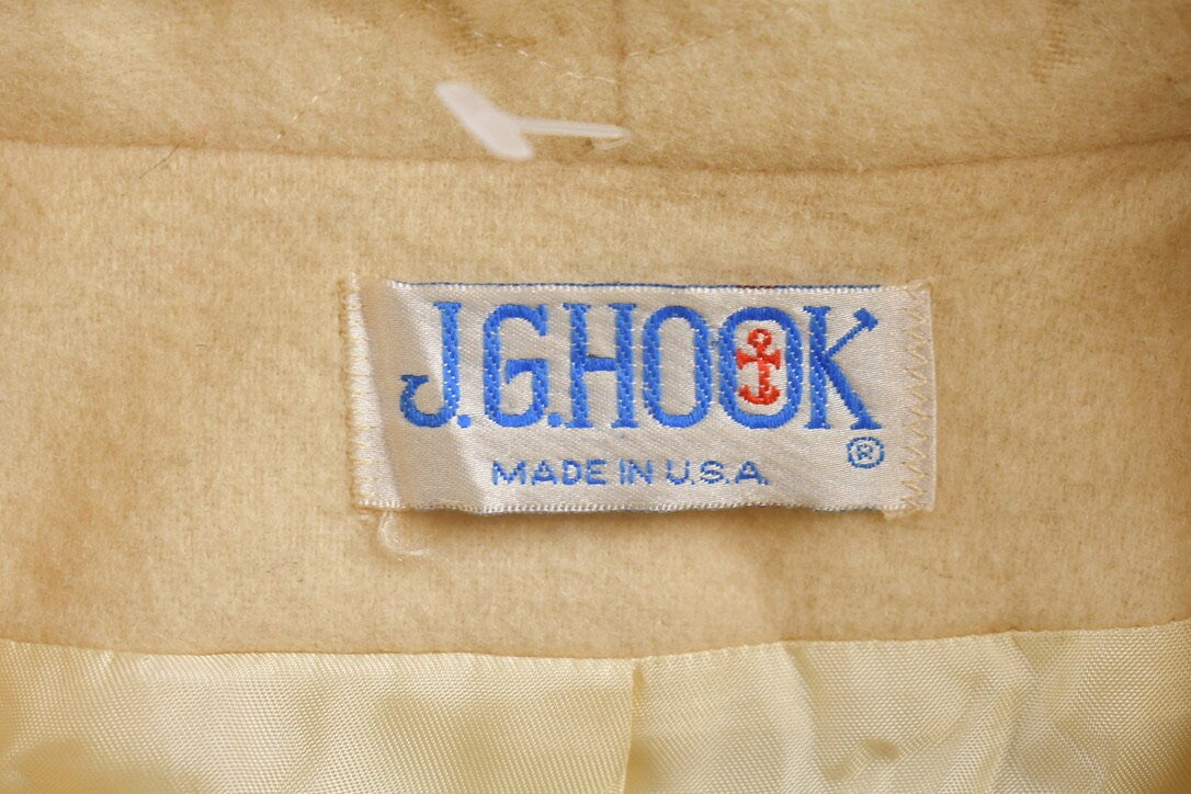 Vintage 1990s J. G. Hook White Wool Overcoat / Wool Jacket  / Vintage 90s Jacket / Outdoor / Winter / Union Made In USA / Trench Coat /