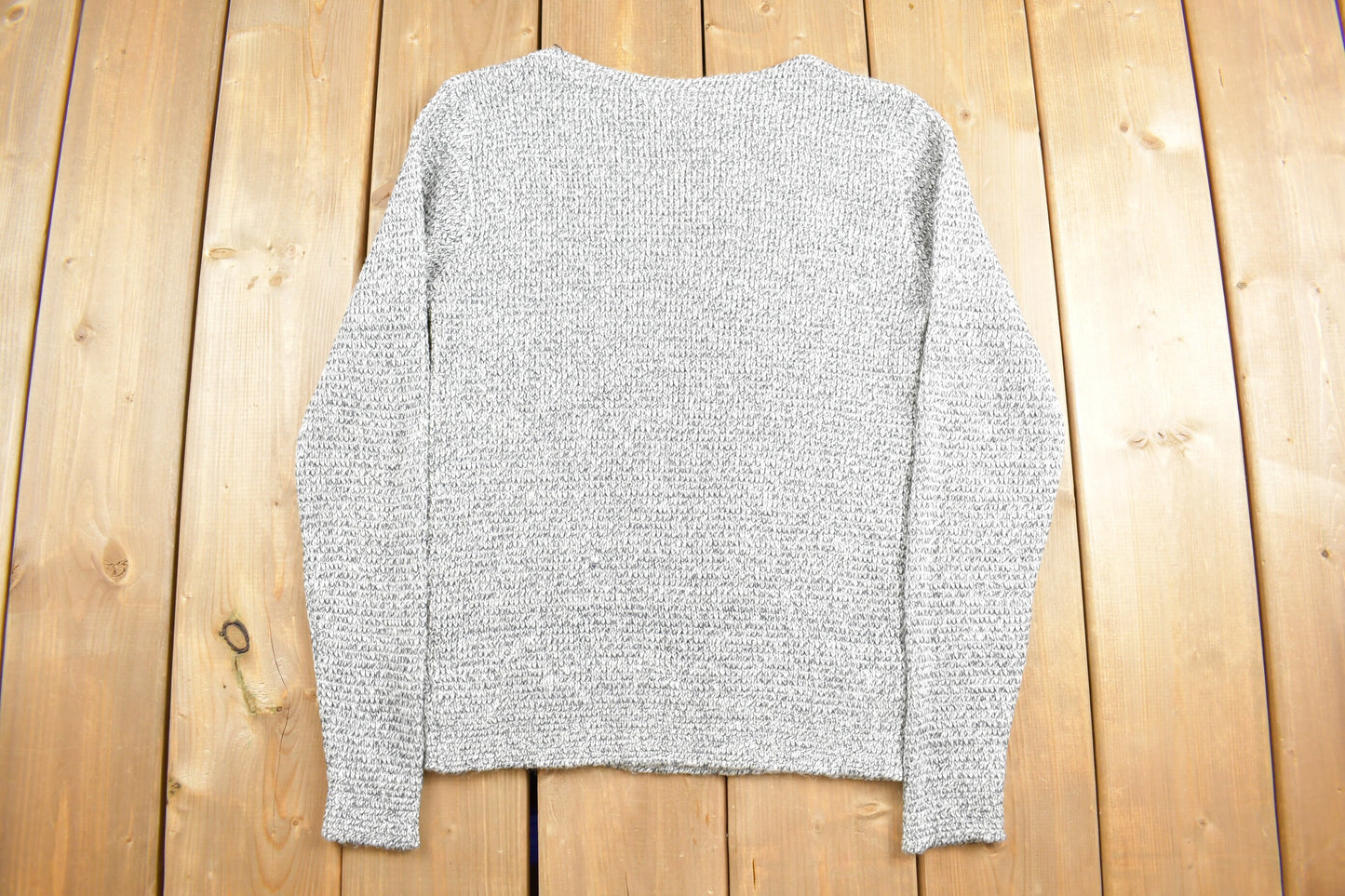 Vintage 1990s Salt and Pepper Knit Crewneck Sweater / Made in Canada / Vintage 90s Crewneck / All Over Pattern / Sweatshirt