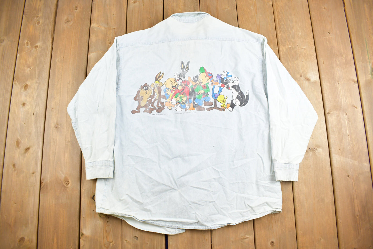 Vintage 1993 Looney Tunes Button Up Shirt / 90s Cartoon Character / Acme Clothing / Streetwear / Warner Bros / Bugs / Tweety / Sylvester