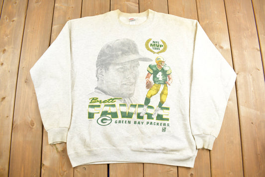 Vintage 1995 Brett Favre Green Bay Packers NFL Graphic Crewneck / 90s Crewneck / Vintage Super Bowl Sweater / Football Sweatshirt