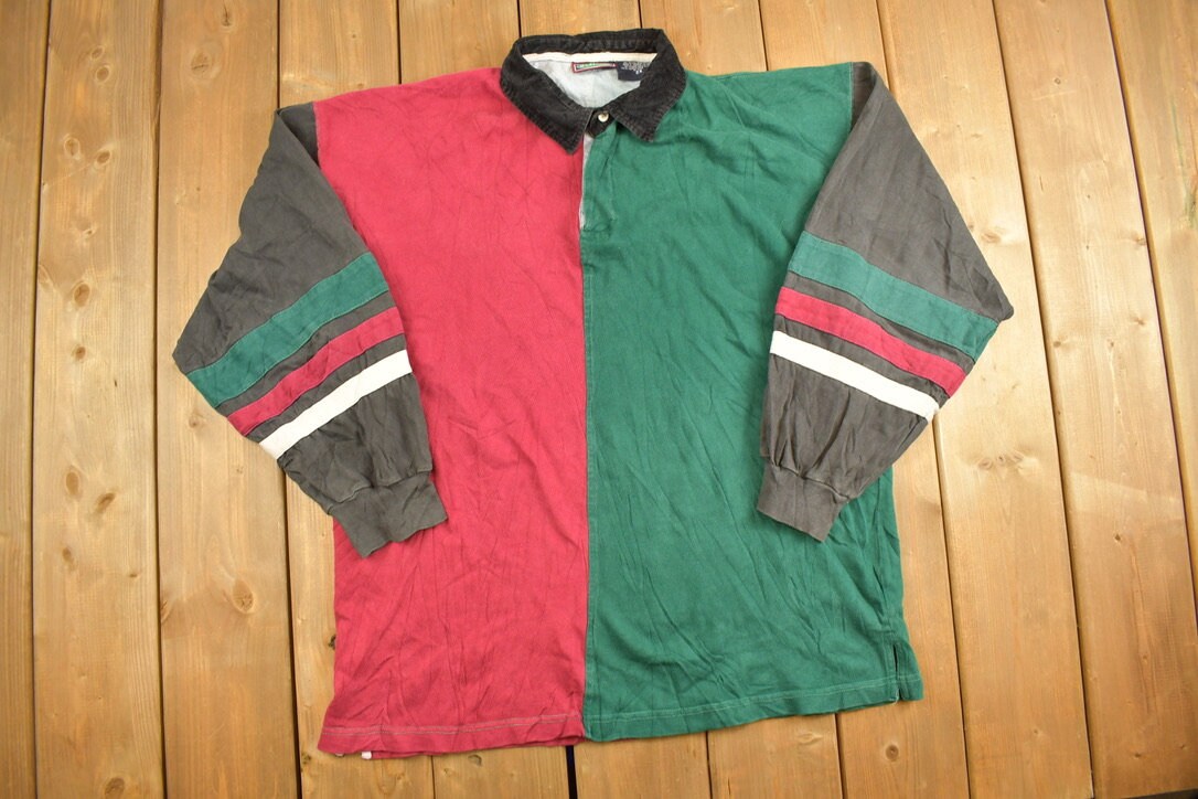 Vintage 1990s McGregor Rugby Collared Sweatshirt / 90s Collared Button Up / Athleisure / Pullover / Rugby Style / Striped Polo