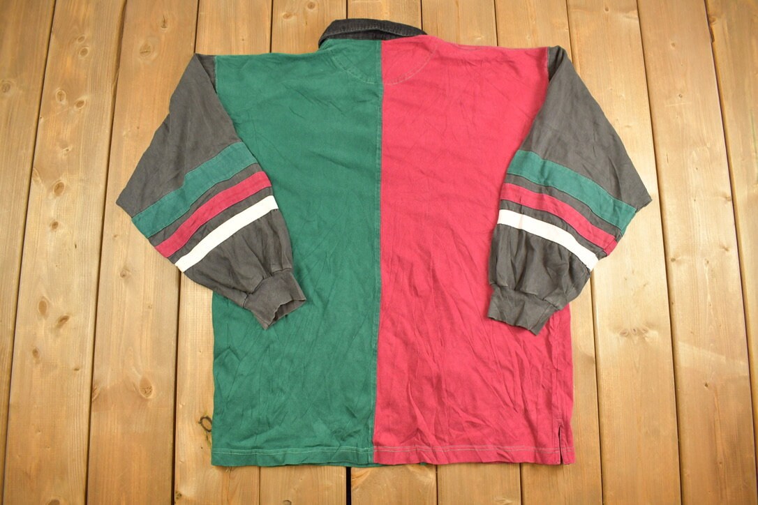 Vintage 1990s McGregor Rugby Collared Sweatshirt / 90s Collared Button Up / Athleisure / Pullover / Rugby Style / Striped Polo