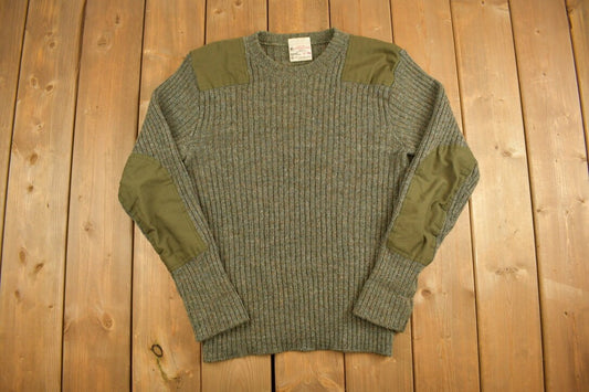 Vintage Brigade Quartermasters Knit Sweater / Army Green / Patchwork / Green Sweater / Made In England / Vintage Sweatshirt / Outdoorsman