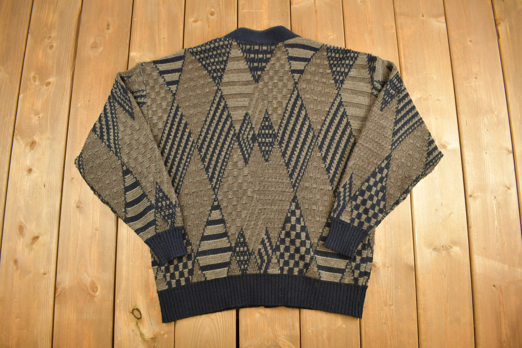 Vintage 1990s London Fog V Neck Button Up Knitted Sweater