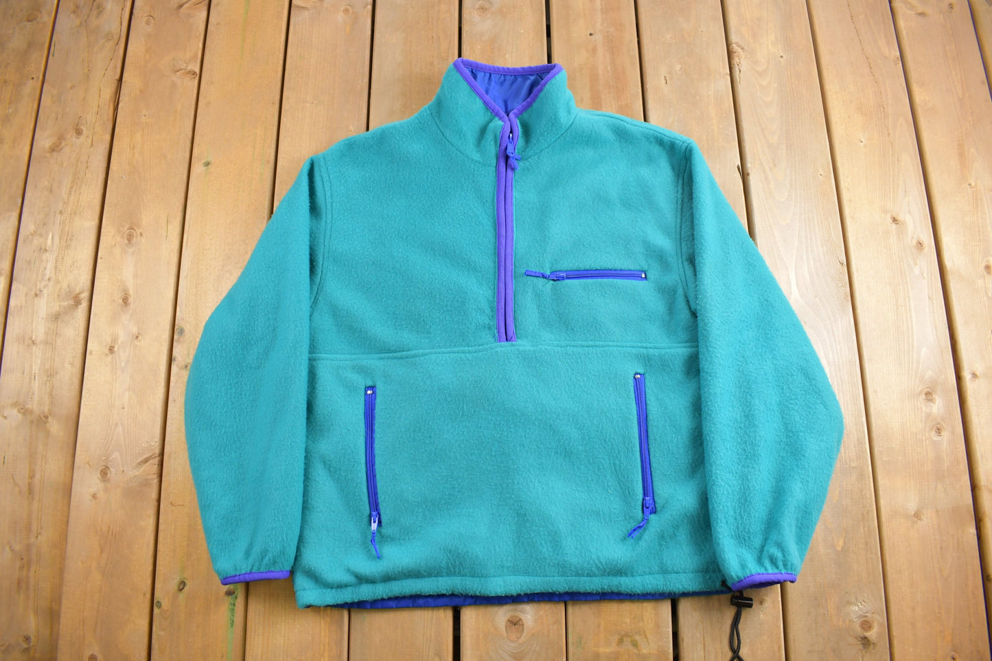 Vintage 1990s Style Wise Reversible Fleece Anorak / Half Zip / Windbreaker / Athletic Sportswear / Streetwear / Athleisure / 80s / 90s