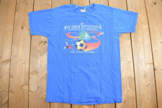 Vintage 2000 Ann Arbor Invitational Soccer Memorial Day Weekend Souvenir T Shirt / Streetwear / Vacation Tee / Travel T Shirt / Kelme /