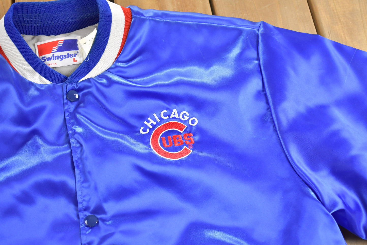 Vintage 1980s Chicago Cubs MLB Satin Jacket / Swingster / Embroidered / Streetwear / Sportswear / Made In USA