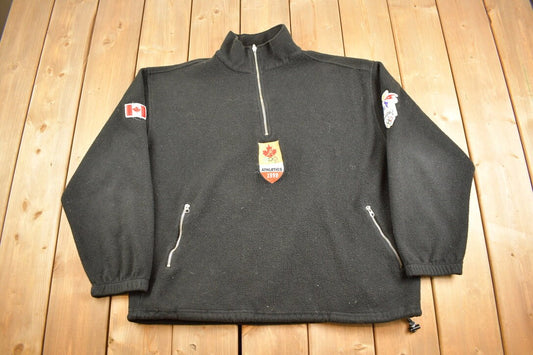 Vintage 1998 Roots Olympics Fleece Quarter Zip Sweater / Nagano / Outdoorsman / Canadian / Streetwear / Hiking / Fleece Zip up