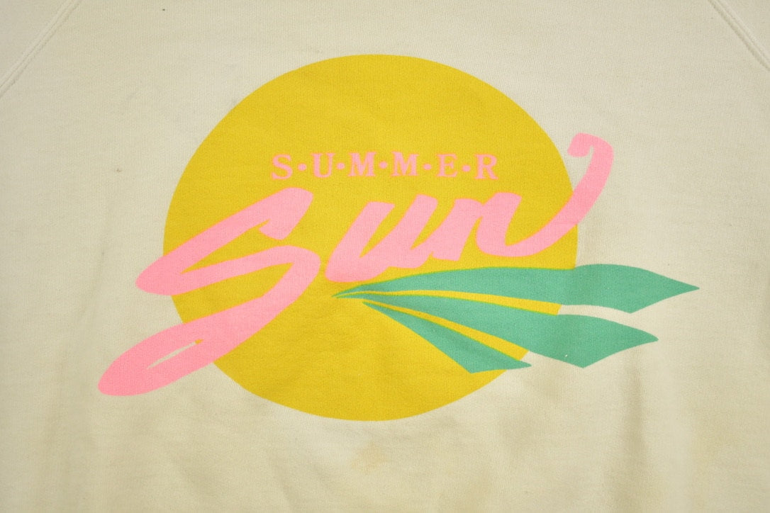 Vintage 1980s Summer Sun Graphic Crewneck Sweatshirt / 90s Crewneck / Made In Canada / Streetwear / Embroidered