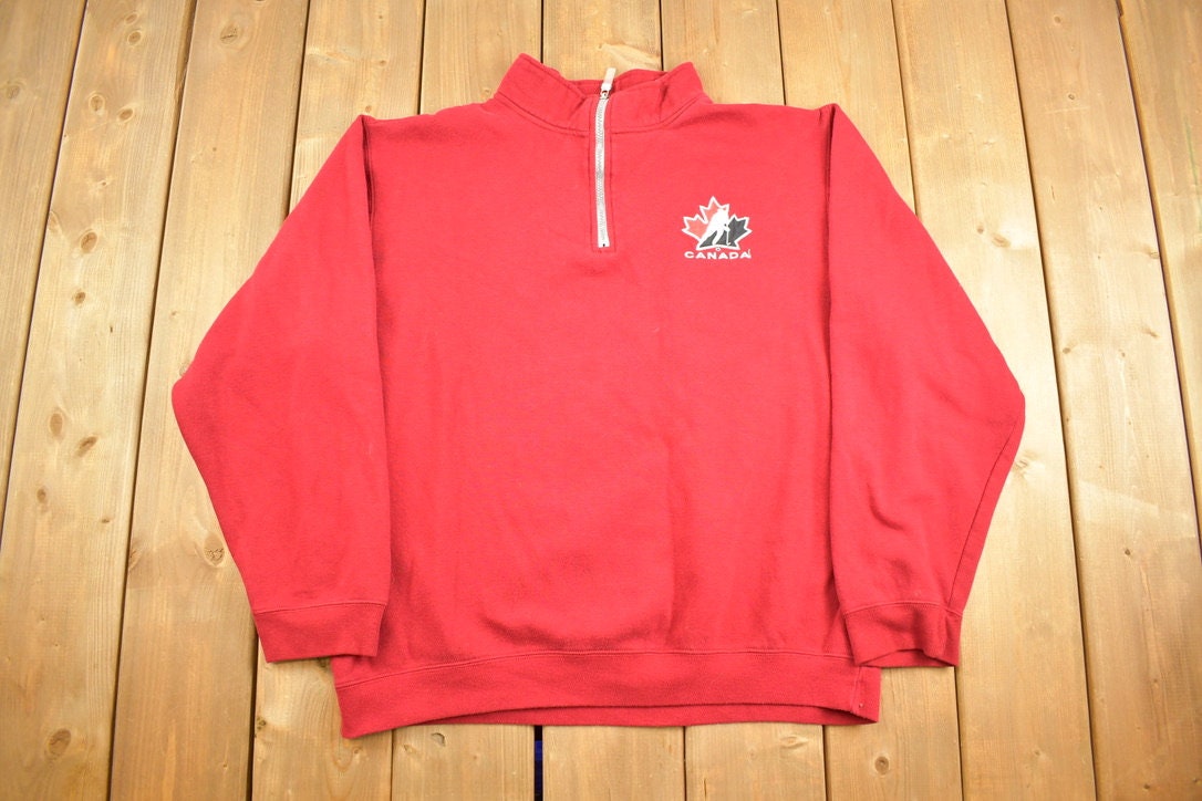 Vintage 2003 Canada Quarter Zip Sweater / Made In Canada / Vintage Canada Hockey / Canadian Vintage