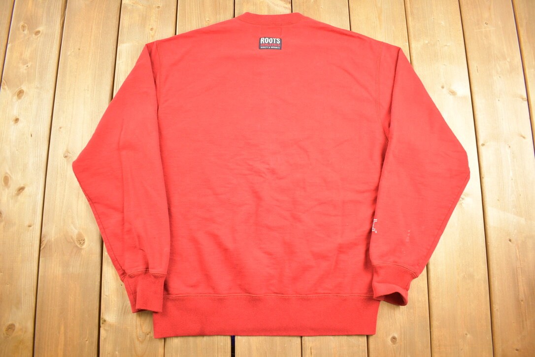 Vintage 1990s Roots Canada Crewneck Sweatshirt / 90s Crewneck / Made In Canada / Streetwear / Embroidered / IBM