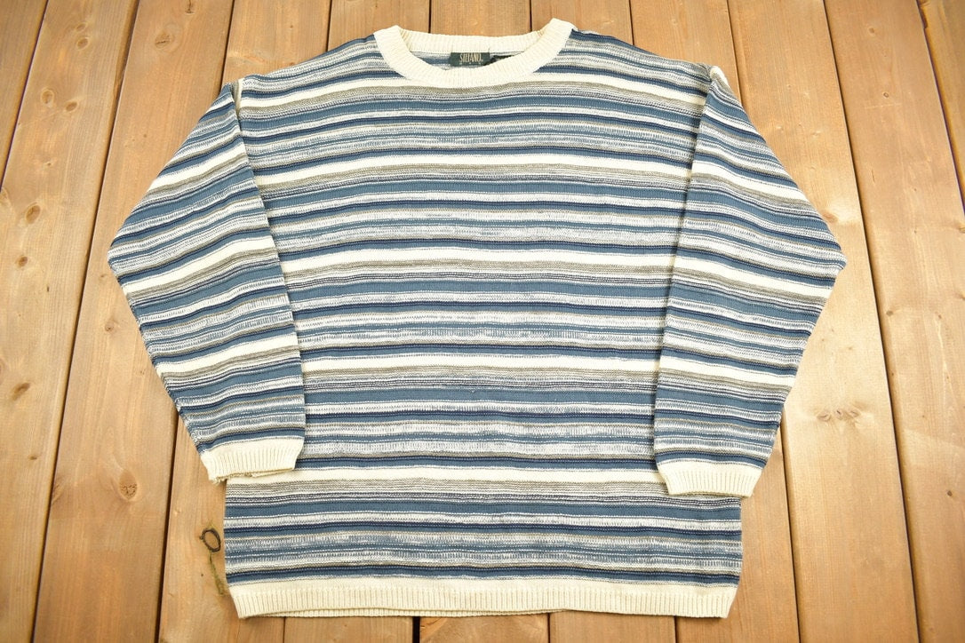 Vintage 1990s Stefano Man Stripy Knit Sweater / Vintage 90s Crewneck / Abstract Patterns / Streetwear / Sweatshirt / Colourful / Abstract