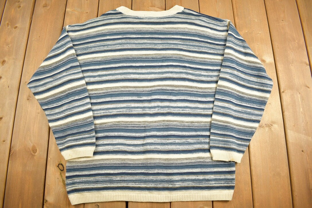 Vintage 1990s Stefano Man Stripy Knit Sweater / Vintage 90s Crewneck / Abstract Patterns / Streetwear / Sweatshirt / Colourful / Abstract