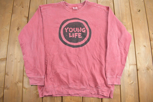 Vintage 1990s Young Life Graphic Crewneck Sweatshirt / 90s Crewneck / Streetwear / Comfort Colors Crewneck / Size Large /