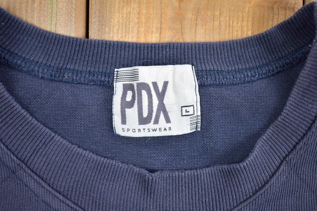 Vintage 1990s PDX Embroidered Crest Crewneck Sweatshirt / 90s Crewneck / Made In USA / Streetwear / Embroidered / Size Large /