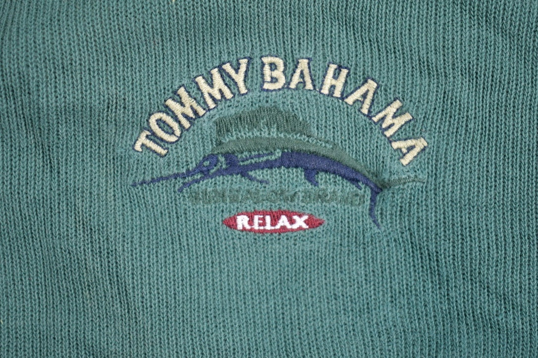 Vintage 1990s Tommy Bahama Swordfish Embroidered Quarter Zip Sweatshirt / 90s Crewneck / Streetwear / Embroidered / Tommy Bahama Relax /