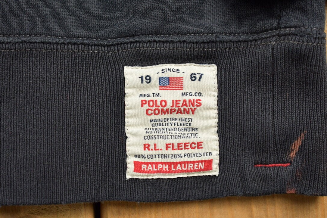 Vintage 1990s Polo Jeans Ralph Lauren Embroidered Spell Out Crewneck Sweatshirt / 90s Crewneck / Distressed / Streetwear / Vintage Polo