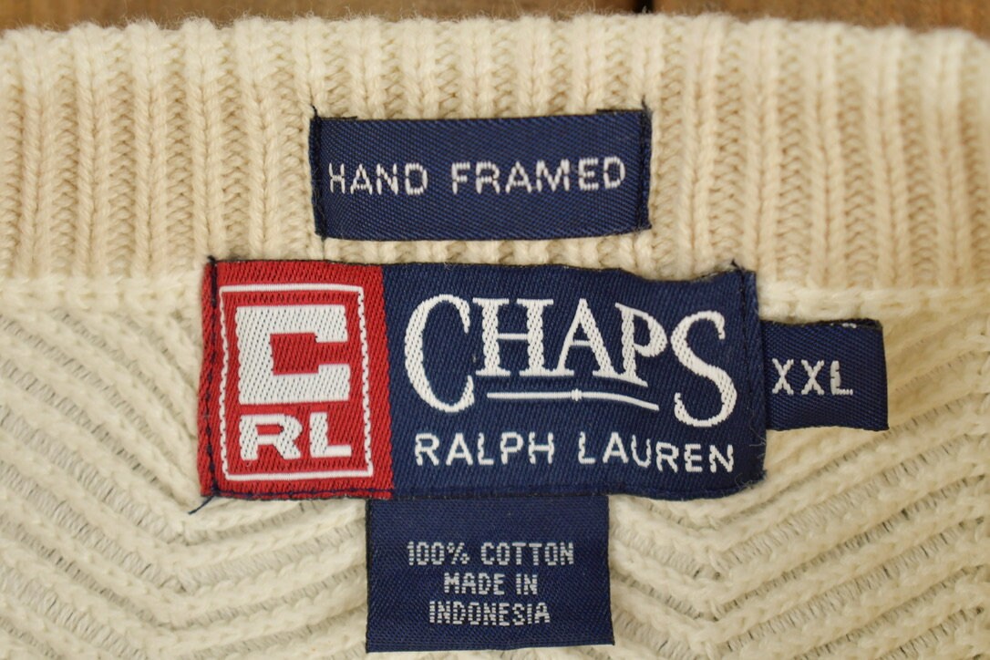 Vintage 1990s Chaps Ralph Lauren Knitted Sweater / Vintage 90s Crewneck / Pattern Sweater / Outdoor / Pullover Sweatshirt