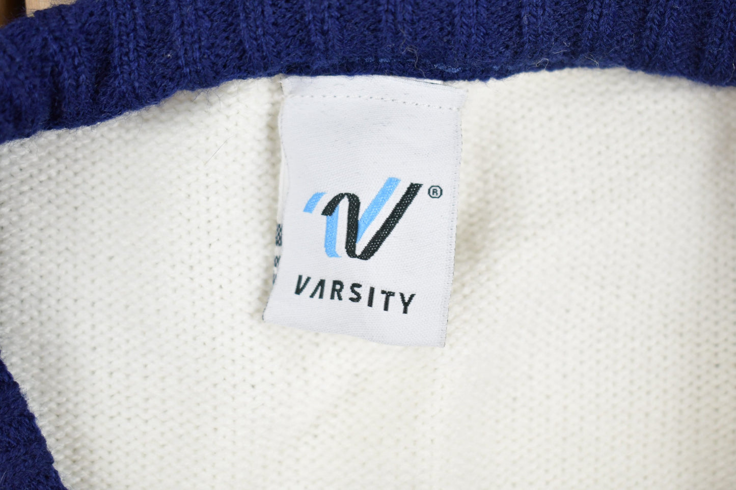 Vintage 1980s Varsity Sweater 'NHS' Knit V-Neck Sweater / Vintage 90s Crewneck / Made In USA / Collegiate Sweatshirt / Embroidered /