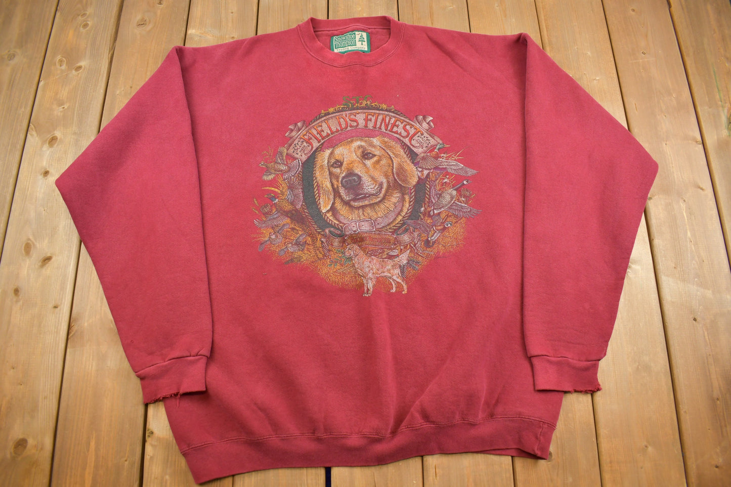 Vintage 1990s Cute Dog Theme Fields Finest Crewneck / Souvenir / Vintage Sweatshirt / Outdoorsman / Wilderness Sweatshirt / Made In USA