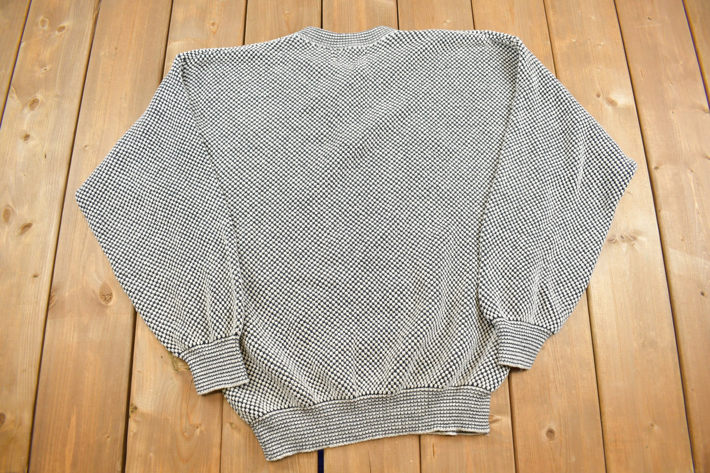 Vintage 1990s Knit Quarter Button Sweater / Vintage 90s Crewneck / All Over Pattern / Quarter Button Sweatshirt / Croft And Barrow