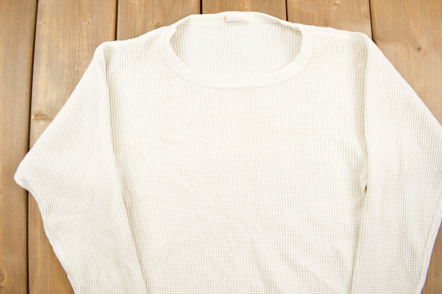 Vintage 1990s Sears Blank Waffle Thermal Crewneck Sweatshirt / 90s Crewneck / Essential / Streetwear / 90s Blank / Thermal Undershirt