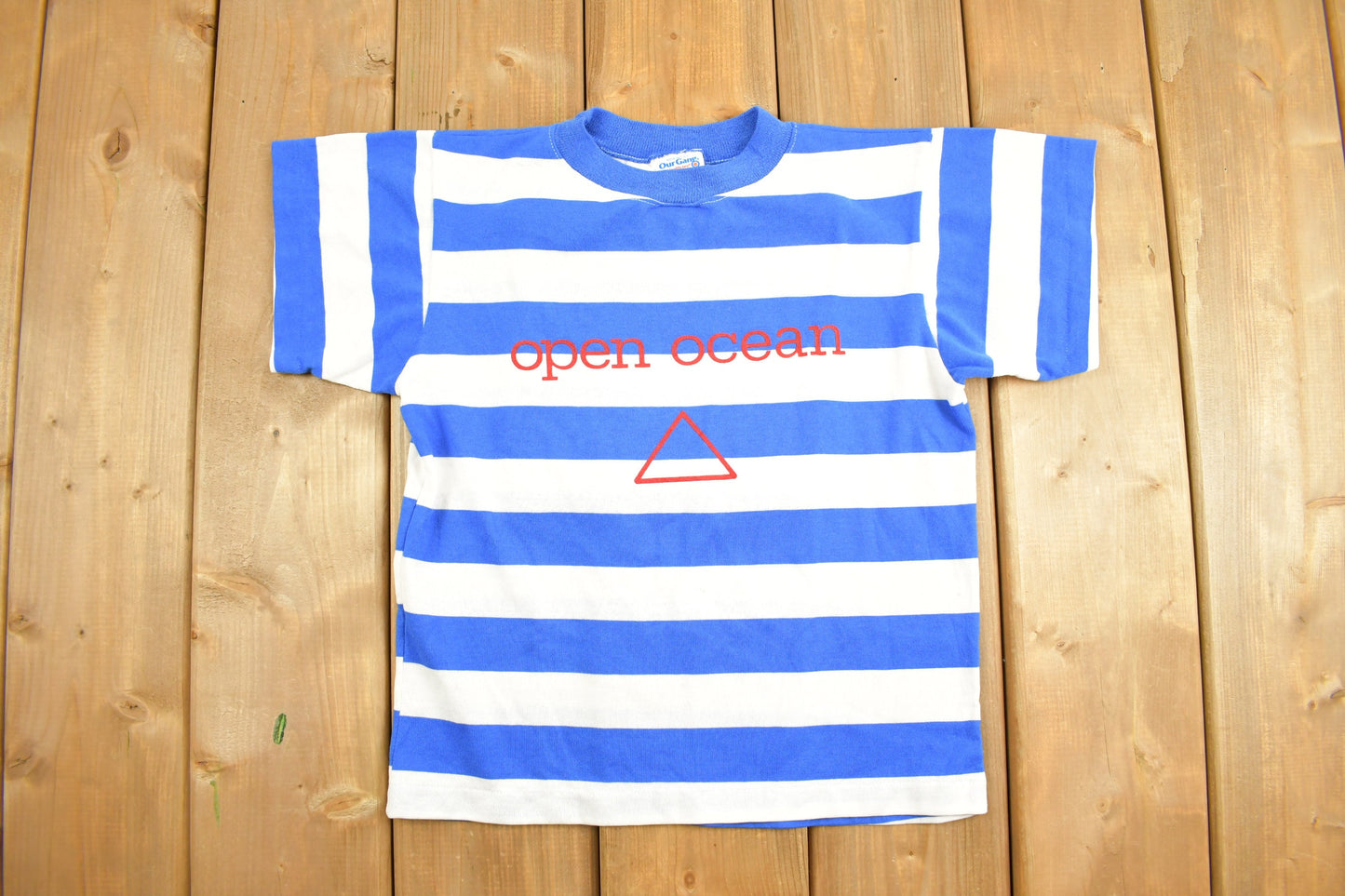 Vintage 1990s Open Ocean Striped T-Shirt / Streetwear / Retro Style / Single Stitch / 90s Graphic Tee / Youth Size 12