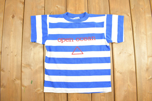 Vintage 1990s Open Ocean Striped T-Shirt / Streetwear / Retro Style / Single Stitch / 90s Graphic Tee / Youth Size 12