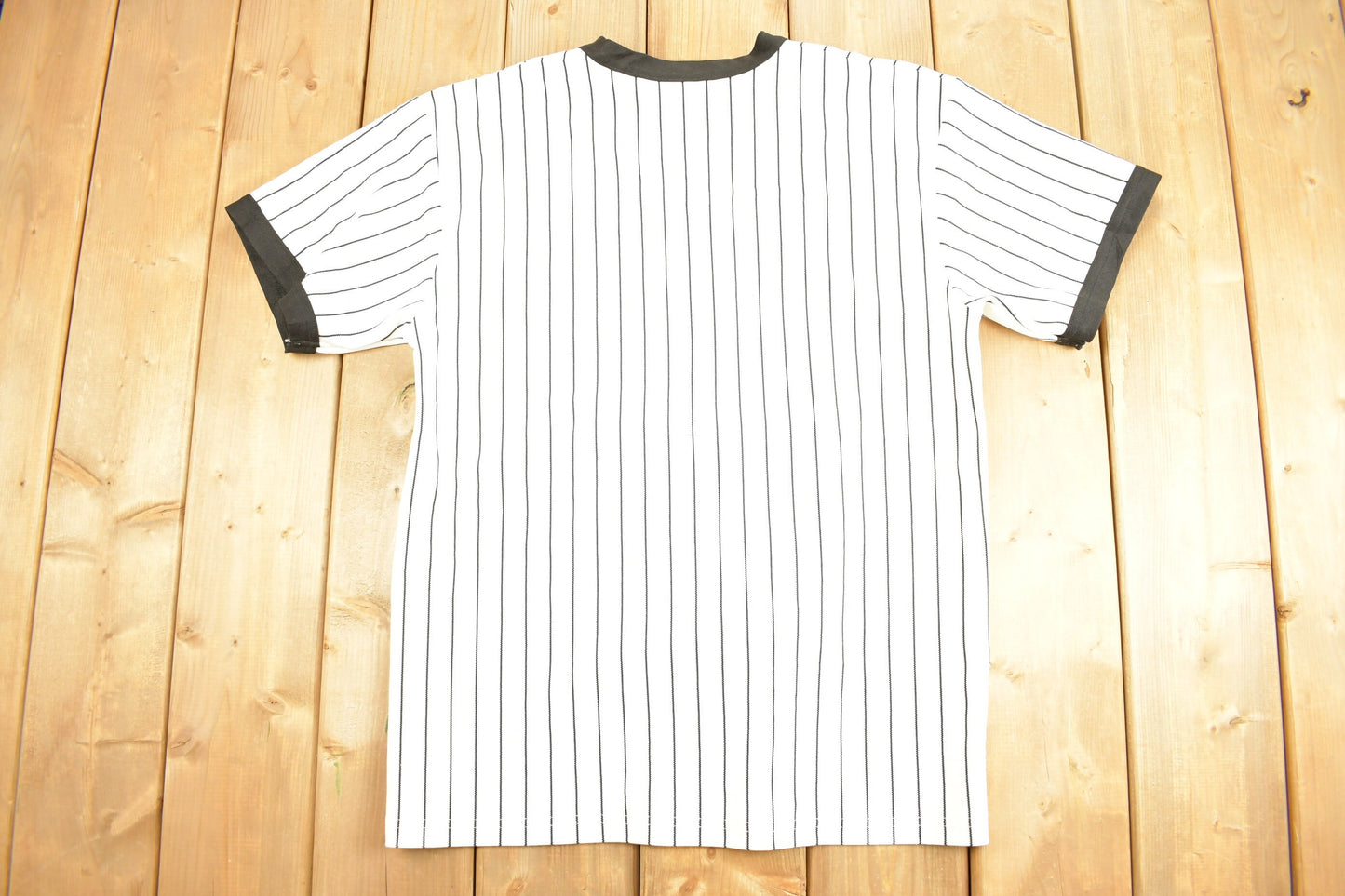 Vintage 1980s Warren Pinstripe Baseball Jersey / Made In USA / Black & White Jersey / 80s Jersey