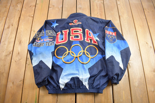 Vintage 1996 Atlanta Olympics Team USA Champion Windbreaker / Sportswear / All Over Print / Vintage Champion / Olympic Jacket