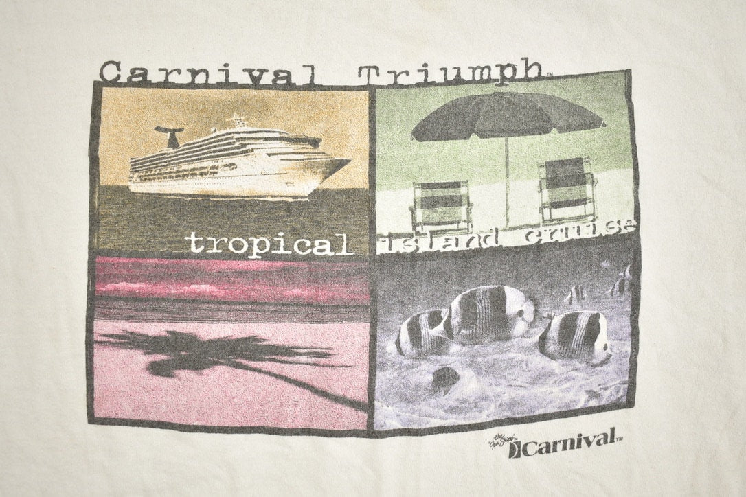 Vintage 1990s Carnival Triumph Tropical Cruise Graphic T-Shirt / Streetwear / Retro Style / Single Stitch / 90s Graphic Tee