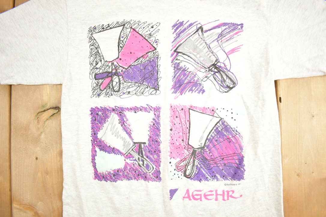 Vintage 1990s Agehr Handbells Graphic T-Shirt / 1991 / Streetwear / 80s Style / Single Stitch / Made In USA / 90s Graphic Tee