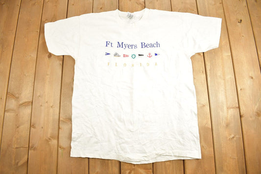 Vintage 1990s Ft Myers Beach Florida Souvenir T Shirt / Streetwear / Made In USA / Vacation Tee / Travel T Shirt / Single Stitch