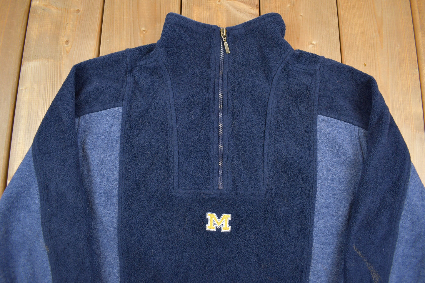 Vintage 1990s Michigan Wolverines NFL Quarter Zip Fleece / Football / Sportswear / Americana / Lee Sport Fleece