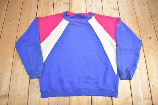 Vintage 1990s Color Block Sport Crewneck Sweatshirt / 90s Crewneck / Essential / Streetwear / 90s Blank