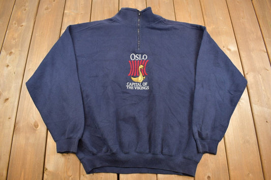 Vintage 1990s Oslo Capital Of The Vikings Crewneck Sweatshirt / 90s Crewneck / Souvenir Sweater / Travel And Vacation / Original Profilering