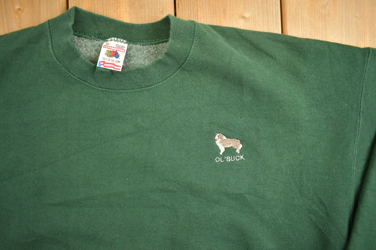 Vintage 1990s Embroidered Dog Sweatshirt / 90s Crewneck / Made In USA / Essential / Streetwear / 90s Blank / OL Buck