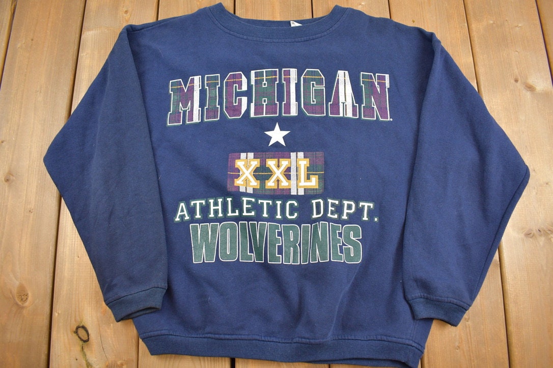 Vintage 1990s University Of Michigan Athletic Dept. Michigan Wolverines Collegiate Crewneck / NCAA Sweatshirt / Sportswear / Americana /