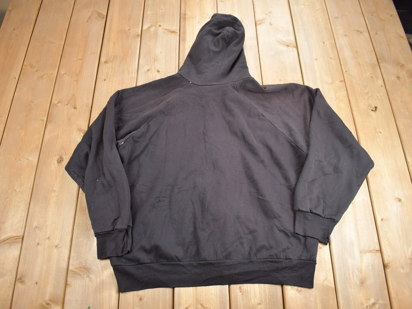 Vintage 1990s Blank Black Thermal Lined Hoodie / Full Zip Hoodie / Outdoorsman / Made IN USA / Thermal Hoodie / Blank Hoodie