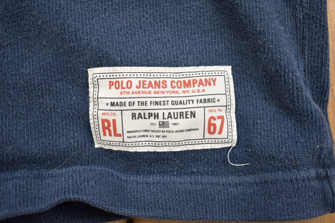 Vintage 1990s Polo Jeans Co By Ralph Lauren 90s V-Neck / Vintage "67" Varsity Sweatshirt / Embroidered Brand Logo Pullover Sweatshirt /