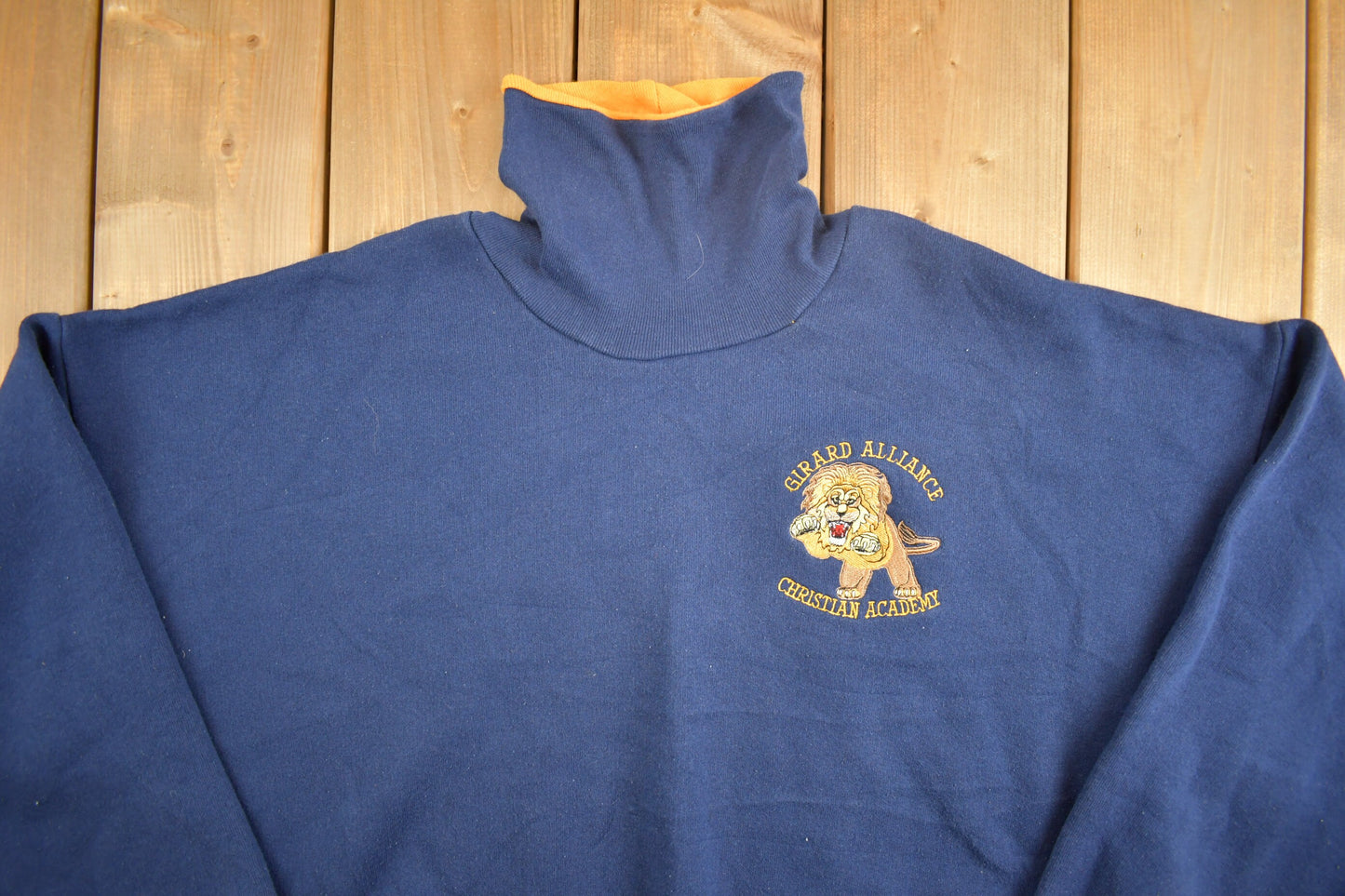 Vintage 1990s Girard Alliance Academy Turtleneck Sweatshirt / 90s Crewneck / Athleisure / Streetwear / American Vintage / Embroidered