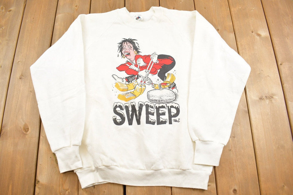 Vintage 1990s 'Sweep' Curling Theme Graphic Print Crewneck Sweatshirt