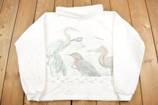 Vintage 1990s Bird Theme Mockneck / Wek The World / Souvenir / Vintage Sweatshirt / Outdoorsman / Wilderness Sweatshirt / National Wildlife