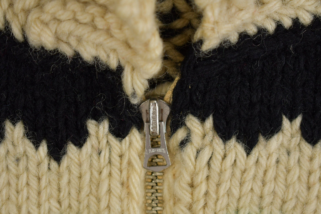 Vintage 1950s Hand-Knit Totem Pole Cowichan Sweater
