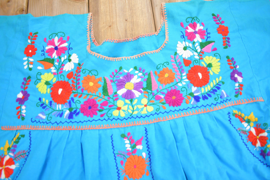 Vintage 1960s Hand Embroidered Mexican Dress